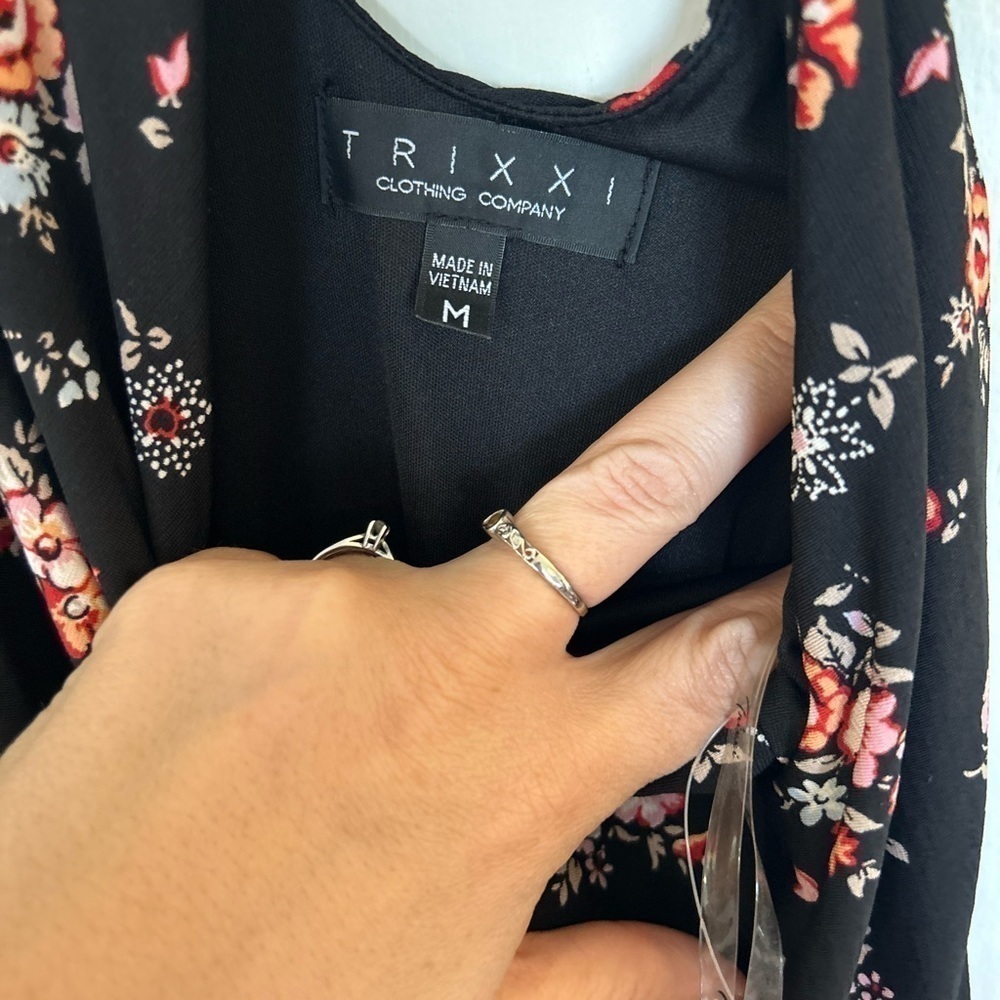 Trixxi medium black floral, sleeveless maxi length dress with side slit - Picture 2 of 13